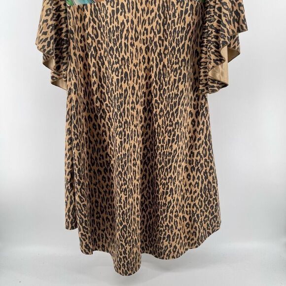 Fashion Express Women’s Chevron Leopard Print Flare Sleeve Duster Jacket Small - Picture 14 of 17